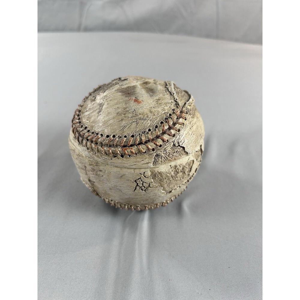 Vintage Style‎ Baseball Trinket Box Resin Hinged Distressed Decor 4"